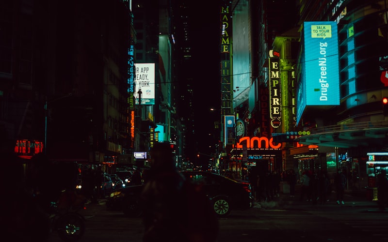 Neon city scene with cinematic lighting